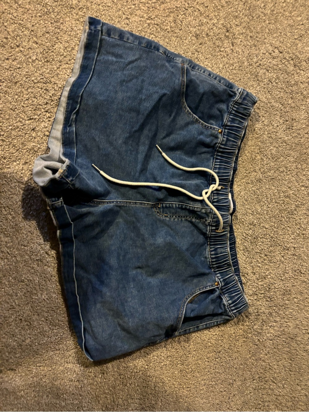 Lane Bryant Dark Blue Denim-Look Hybrid Shorts with Drawstring